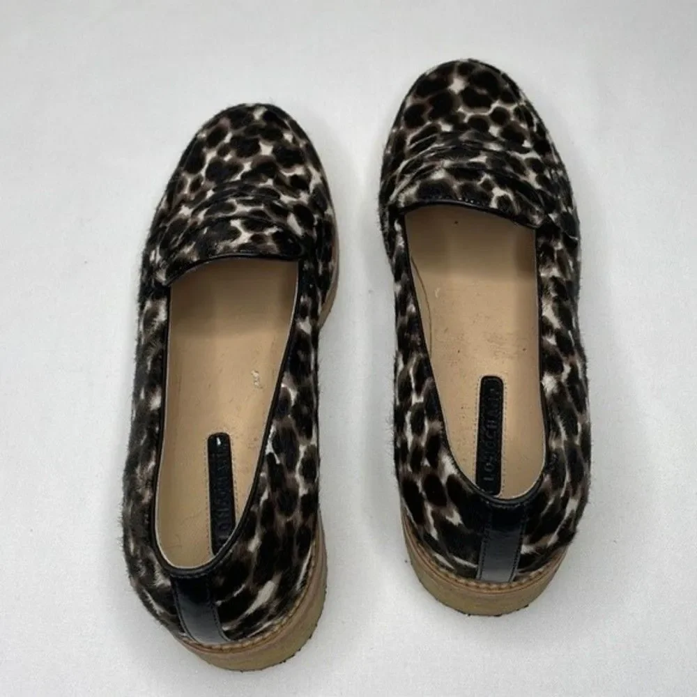 Longchamp Loafers Womens Size 36 Le Pliage Heritage Calf Hair Slip On